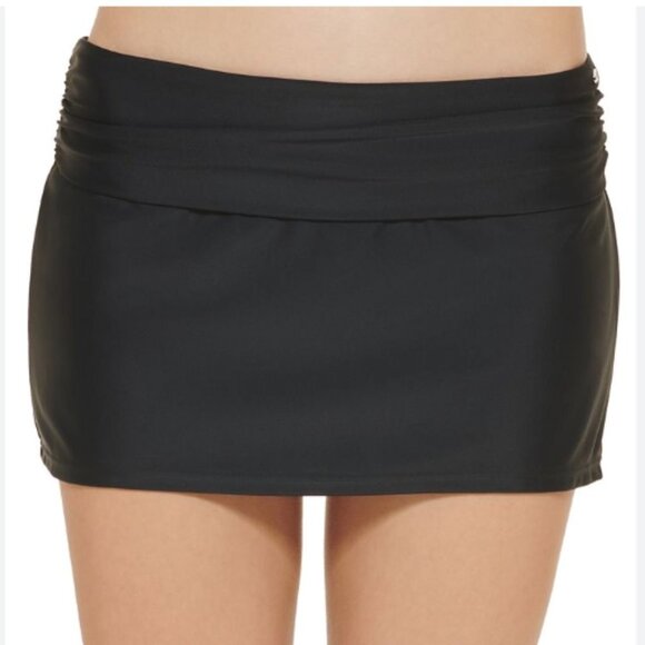 DKNY Shirred Waist Swim Skirt - Black - size XL - Picture 10 of 10